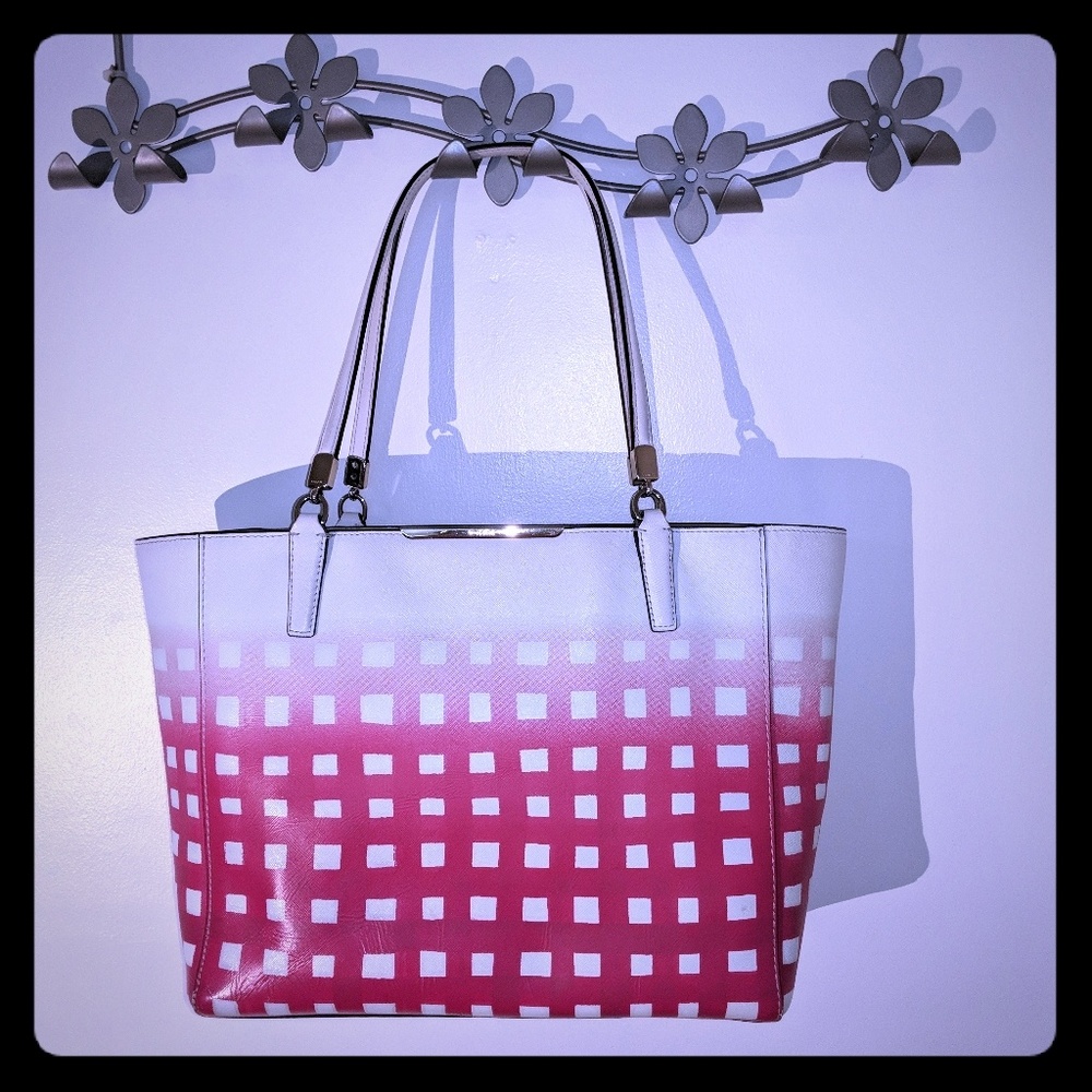 Coach hand-painted pink checkered bag